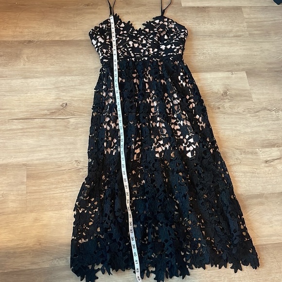 AQUA Black Illusion Crochet Lace Corset Bodice Midi Party Dress M - Picture 6 of 9